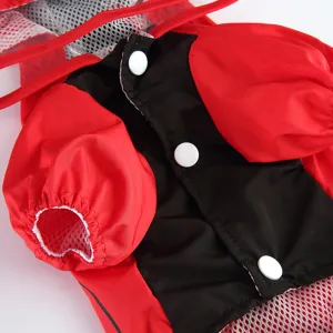 Imperméable pour animal rouge et noir détail doublure en filet tissu étanche vêtements mignons