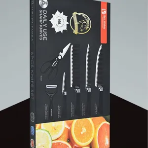 Vista dettagliata della confezione regalo del set di 6 coltelli da cucina in acciaio inox