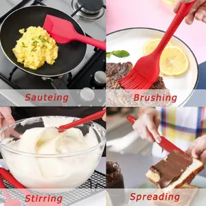 Set di 6 spatole in silicone rosso utensili da cucina resistenti al calore per cottura