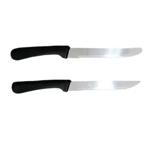 Ensemble de couteaux a steak en acier inoxydable avec poignee en plastique noir