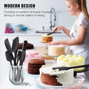 Set di 6 spatole in silicone per cottura, raschietto per crema flessibile e pennello da cucina.