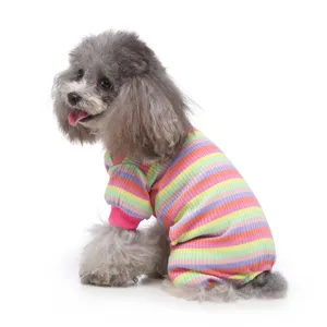 Süßer gestreifter Hundejumpsuit Pullover für kleine Hunde Frühling Herbst Haustierkleidung
