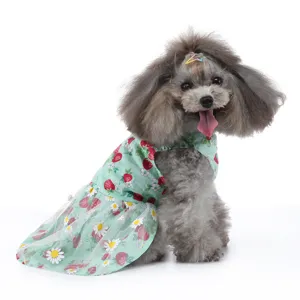 Jolie robe pour animal de compagnie, vêtements d'été respirants pour chien avec imprimé floral.