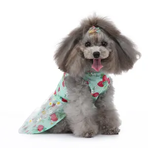 Jolie robe d'été pour chien chat motif de fraise florale respirante pour petits chiots