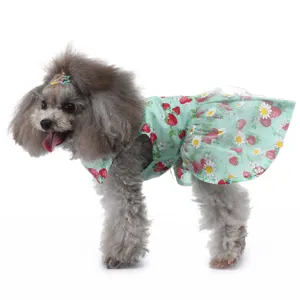 Jolie robe d'été pour animaux, chiots et chats, jupe princesse respirante à imprimé fraise.