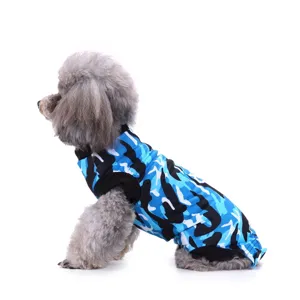 Blue camouflage pet surgery recovery suit for dogs breathable post-op wear comfortable pet apparel