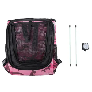 Dettaglio borsa trasporto animali mimetica rosa con aste di supporto e luce LED