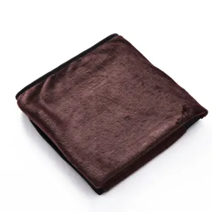 Detail shot of the soft brown double-sided fleece pet blanket, showing plush texture clearly.