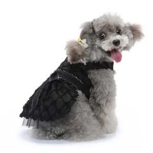 Robe de chien de compagnie noir princesse style nœud papillon fête mariage mode vêtements.