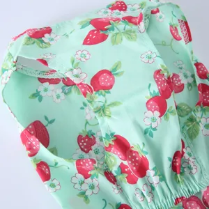 Robe pour animal de compagnie vert menthe respirante avec imprimé fraise mignonne été.