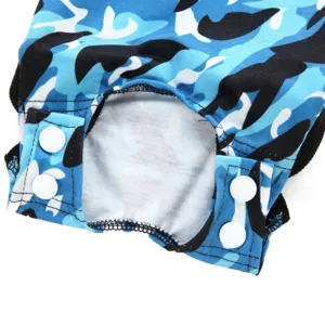 Blue camouflage pet surgical suit dog recovery suit breathable pet nursing clothing with snaps.