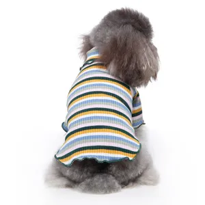 Bunter gestreifter Rollkragen Hundepullover, gemuetliche Fruehlings Herbst Hundekleidung.