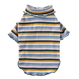 Bunter gestreifter Rollkragen Hundepullover, niedlicher Strickpullover für Haustiere.