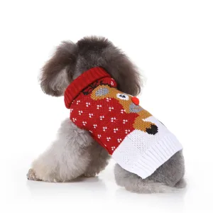 Joli pull de Noël pour chien avec col roulé renne, vêtement en tricot chaud pour l'hiver.
