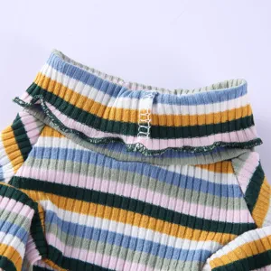 Bunter gestreifter Haustier Rollkragen Pullover kuschelige gestrickte Hundekleidung Fruehling