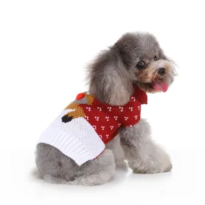 Pull de noël pour chien animal de compagnie col roulé tricot chaud hiver rouge blanc
