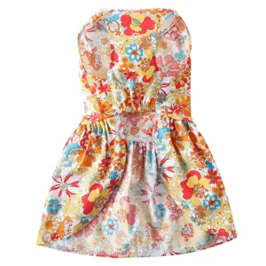 Robe pour animal de compagnie fleurie d'été, jolie jupe chien respirante vacances chat mode.