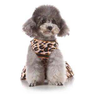 Cute summer pet dress with stylish leopard print and elegant baroque style border design for dogs.