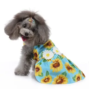 Jolie robe d'été pour chien vêtements respirants pour animaux avec motif tournesol chat.