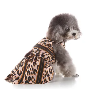 Cute leopard print dog dress summer pet clothes comfortable puppy apparel for small dogs