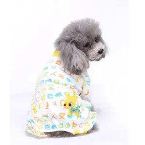 Haustier Schlafanzug Kleine Hunde Kleidung Welpe Jumpsuit Süßer Cartoon Druck Weiches Atmungsaktives Polyester Frühling Sommer Heimkleidung