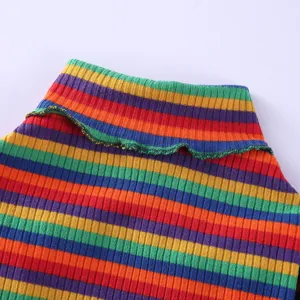 Bunter gestreifter Hundepullover mit Rollkragen, niedliche Haustierstrickkleidung neu.