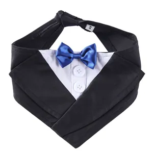 Honden smoking bandana met vlinderdas huisdier bruiloft halsdoek formele feest slab S