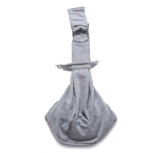 Detailed shot of the grey single-shoulder pet sling carrier bag with adjustable ring.