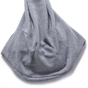 Grey cotton pet sling bag detail view, breathable fabric for small dogs and cats outdoor travel.