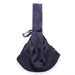 Hands-free pet sling carrier for small dogs cats, comfortable dark grey travel bag.
