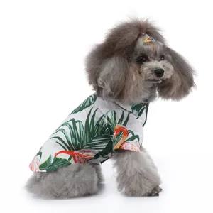Sommerliches Hundehemd mit tropischem Flamingo- und Palmenprint für kleine Hunde
