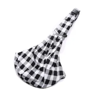 Breathable black and white plaid pet sling bag for small dogs and cats outdoor travel portable.