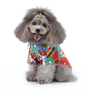 Detailansicht Hundehemd mit Gänseblümchenmuster für kleine und mittlere Hunde im Sommer