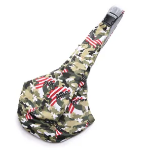 Breathable pet carrier sling bag for dogs, camo print outdoor portable shoulder bag.