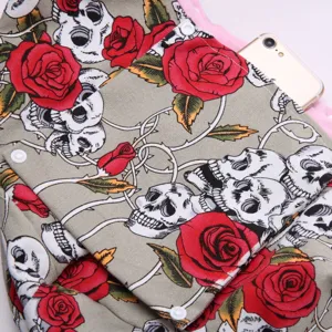 Gothic Skull Rose Print Pet Sling Bag Detail Fabric Breathable Canvas Dog Carrier Pocket