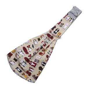 Adjustable pet sling bag with cute dog print breathable canvas carrier for small dogs cats.