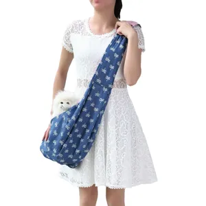 Breathable pet sling carrier crossbody bag for small dogs and puppies outdoor travel portable.