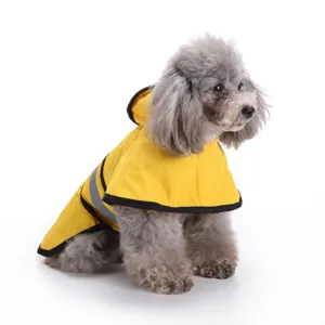 Imperméable jaune pour chien avec bande réfléchissante, veste de pluie légère d'été pour animaux.