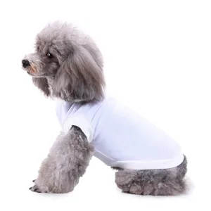 Gilet pour chien blanc uni t-shirt respirant d'été pour animal de compagnie vêtement basique.