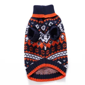 Classic retro knit dog sweater for small medium pets, warm winter pet apparel with Nordic pattern.