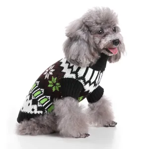 Cozy winter dog sweater with classic snowflake pattern, warm knitted pet apparel for dogs.