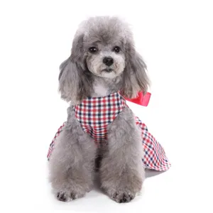 Süßes kariertes Hundekleid Sommer Hundebekleidung mit Schleife für kleine Hunde Detail