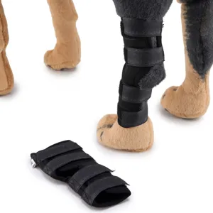 Tutore per gamba del cane nero regolabile con velcro per il supporto post-chirurgico
