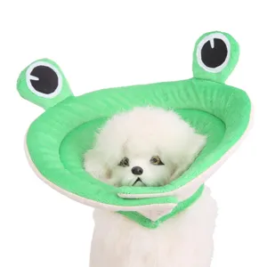 Cute frog plush pet recovery collar Elizabethan cone for dogs cats soft healing protective