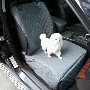 Waterproof pet car seat protector for front seat gray quilted dog mat for travel safety