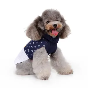 Joli pull tricoté pour chien vêtements d'hiver pour animaux col roulé chiot chaud.