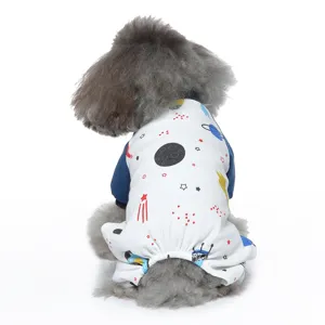 Atmungsaktiver Hunde-Schlafanzug mit coolem Weltraum-Planeten-Muster für kleine Hunde