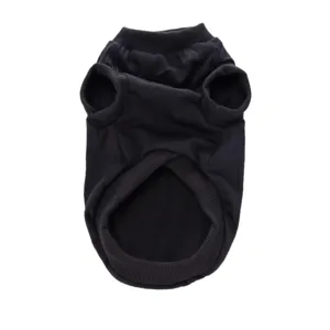 Detail t-shirt chien noir uni, gilet d'ete respirant pour animal de compagnie vetement casual.