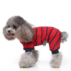 Striped dog pyjamas four-legged pet jumpsuit turtleneck cute puppy apparel clothing
