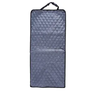 Waterproof quilted pet car seat protector detail view, anti-scratch dog back seat mat.